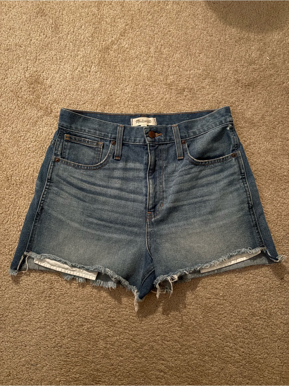 Madewell High-Rise Denim Shorts in Medium Blue